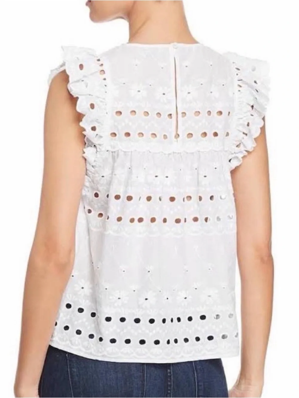 KATE SPADE NY NWOT White Cotton‎ Eyelet Ruffle Top, XL ($179)